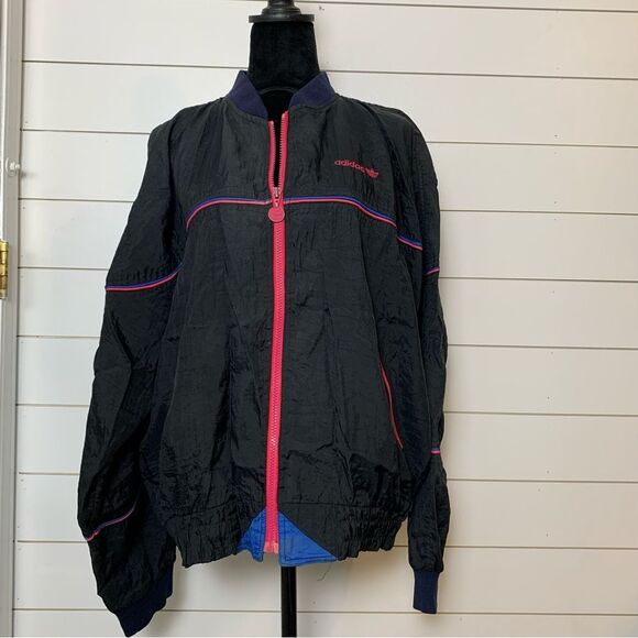 Vintage Adidas Korea Black Pink Blue Windbreaker Track Jacket woman’s large - Picture 14 of 14